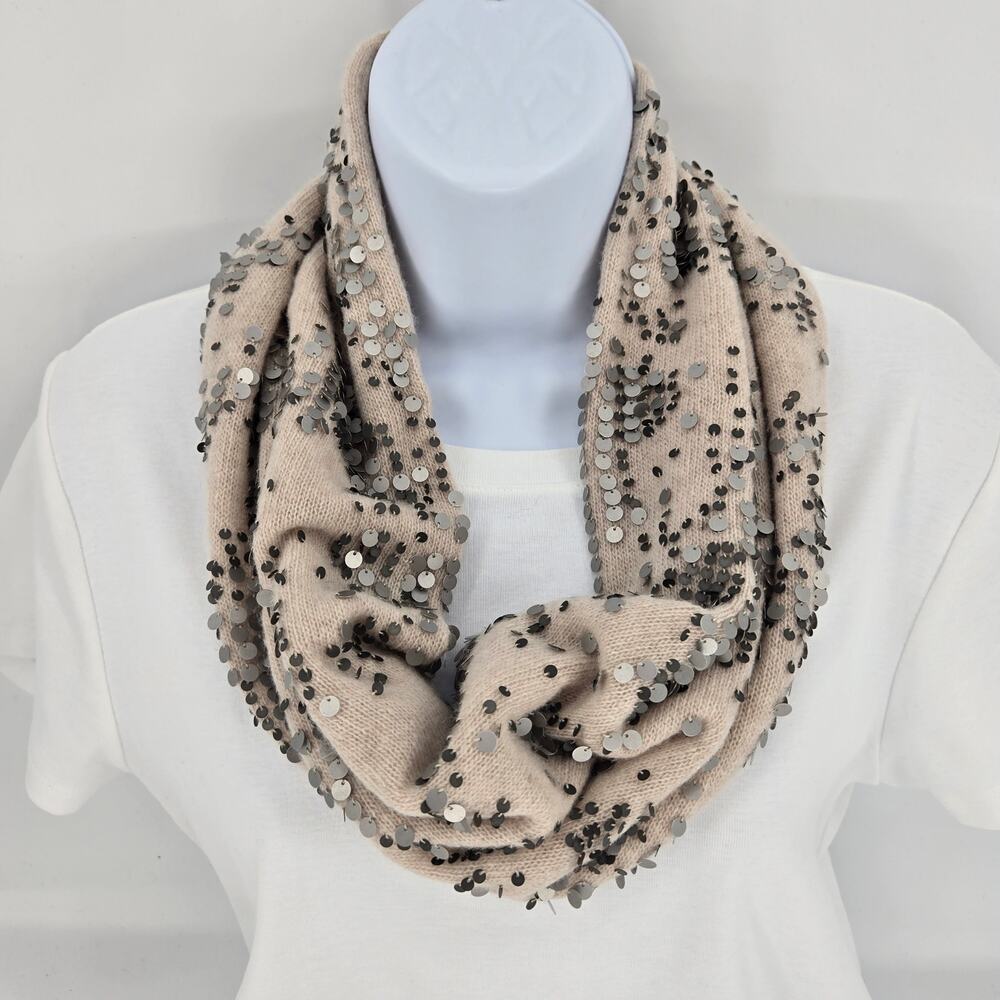 Eileen Fisher Merino Wool Cashmere Sequin Infinity Scarf – O/S Luxe Italian Yarn